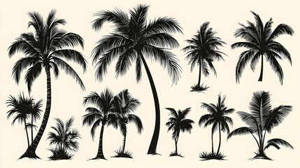 Tropical Palm Trees Silhouettes Collection