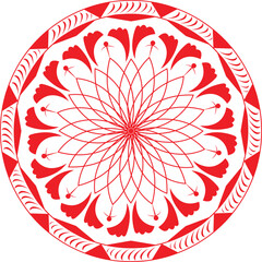 red round ornament with flowers mandala design vector