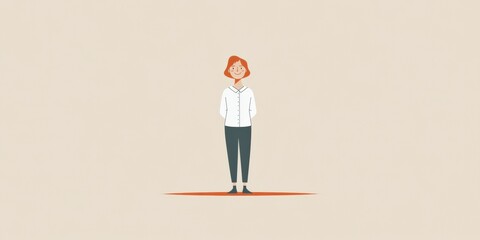 Obraz premium Illustration of a woman standing confidently with a friendly smile