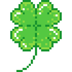 Clover leaf icon. Pixel art clover. Lucky leaf icon