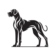 Great Dane silhouette emphasizing its muscular and towering frame - Great Dane illustration - minimal Great Dane vector - dog silhouette
