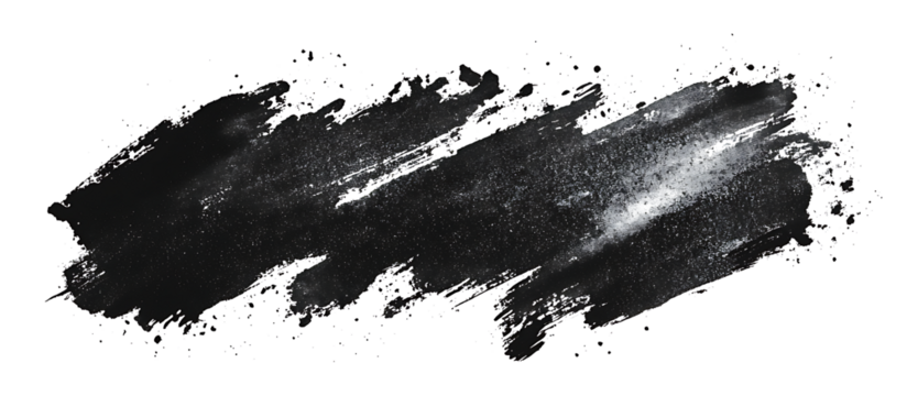 Black ink brush stroke hand drawn watercolor grunge isolated on white & transparent a background. - Powered by Adobe
