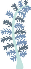Naklejka premium Stylized fern frond in shades of blue and teal curves elegantly against a white background, its delicate leaflets creating a captivating natural design