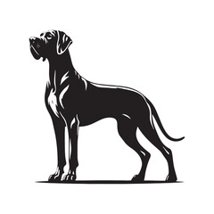 Unique Great Dane silhouette with sharp lines and a confident stance - Great Dane illustration - minimal Great Dane vector - dog silhouette
