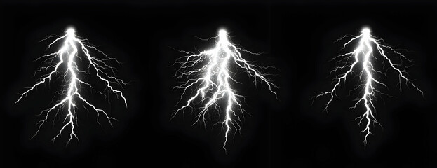 Obraz premium Triple Lightning Bolt Overlay, Dark Background, Design Element