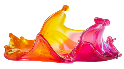 Vibrant Abstract Splash: Dynamic Fusion of Radiant Orange and Pink Fluid Art Forms