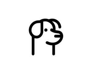 Obraz premium Minimal Line Art Dog Outline Logo Design Icon Symbol Vector Template