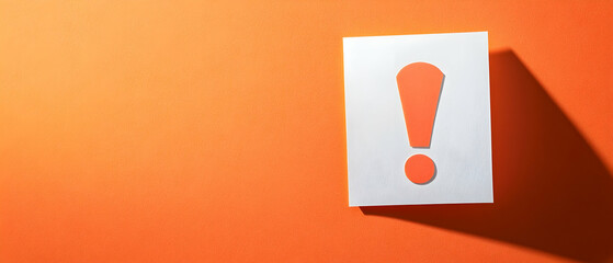 White exclamation mark on an orange background