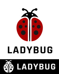 Obraz premium A modern ladybug logo featuring a red and black minimalist design isolated on a white background