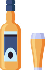 Craft beer bottle and glass filled with golden beverage representing celebration, refreshment, and the enjoyment of high quality artisanal brews