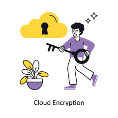 Cloud Encryption Concept vector illustration.  isolated on white Background.