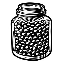  Glass jar with marinated corn grains isolated on vector art illustration