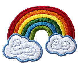 Embroidery Rainbow isolated on white & transparent a background.