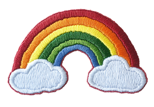 Embroidery Rainbow isolated on white & transparent a background.