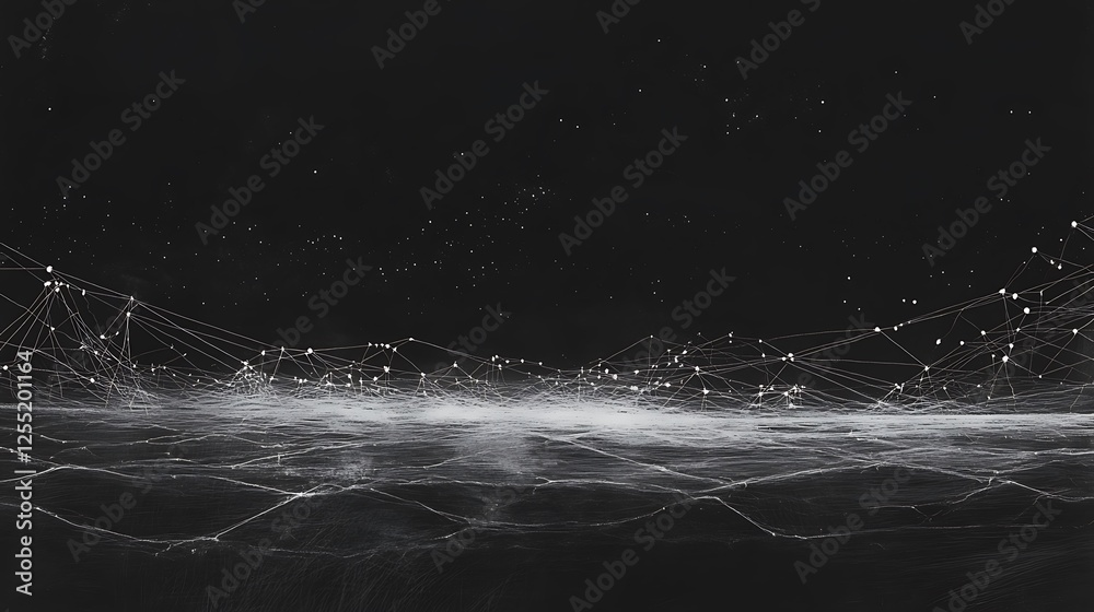 Aufkleber abstract digital landscape, network, technology background. possible use digital art, technology pre