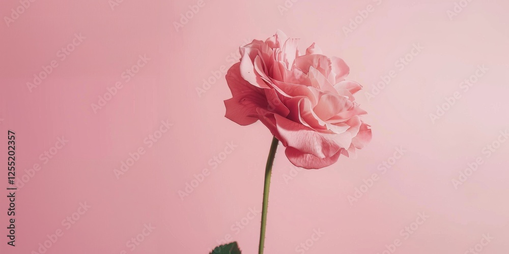 Poster a minimalist aesthetic featuring a soft rose backdrop, minimalist design elements arranged symmetric