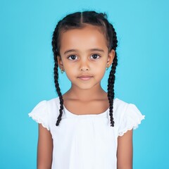 Portrait of a peaceful Ethiopian girl with braided hair