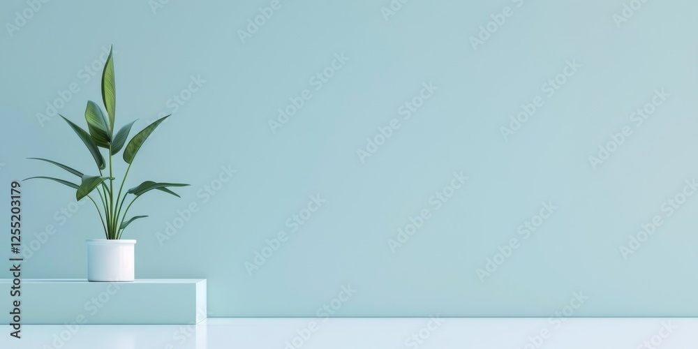 Poster a minimalist aesthetic featuring a soft sky blue backdrop, minimalist design elements arranged symme