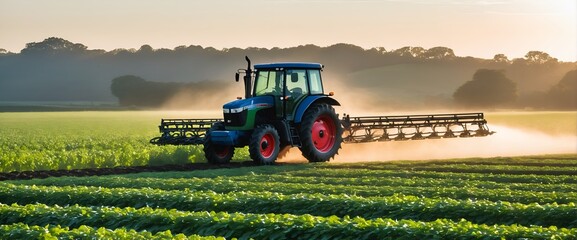 Obraz premium Tractor working on field. Agriculture