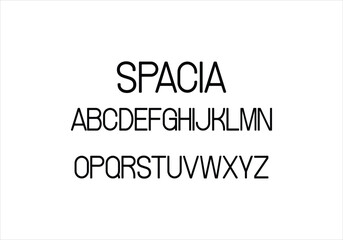 Spacia font for logo and headline. Isolated vector typeset
