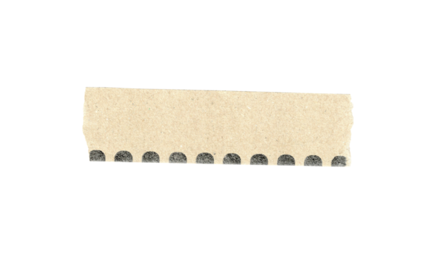 Vintage Torn Paper Ticket Stub with Perforated Edge on Transparent Background, Adhesive paper tape isolated on a white background