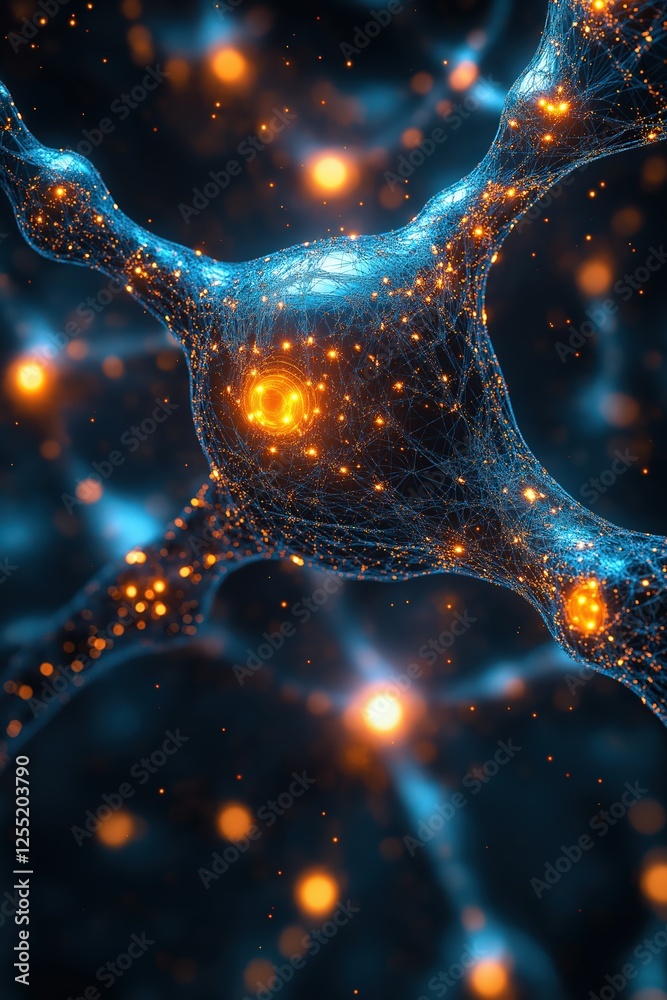 Poster neural network showing connections and synapses firing, growing and connecting