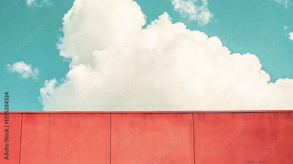 Poster coral wall against a bright sky with fluffy clouds. possible use background, backdrop, graphic desig