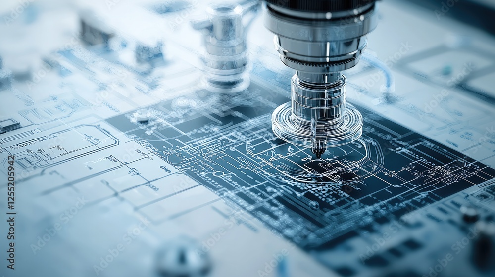 Leinwandbilder the prototype of an innovative medical device rests on an intricate biomedical engineering schematic
