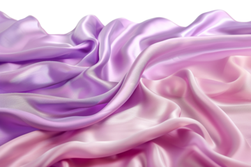 Luxurious silk fabric showcasing its soft sheen isolated on transparent background