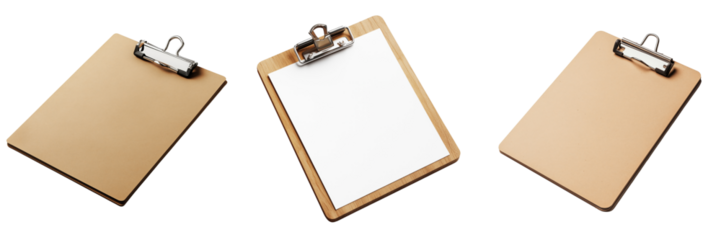 Clipboards displaying blank pages in an office setting close-up