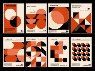 Artworks, posters inspired postmodern of vector abstract dynamic symbols with bold geometric shapes, useful for web background, poster art design, magazine front page, hi-tech print, cover artwork