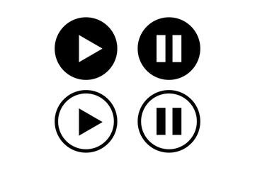 play and pause button music icon set