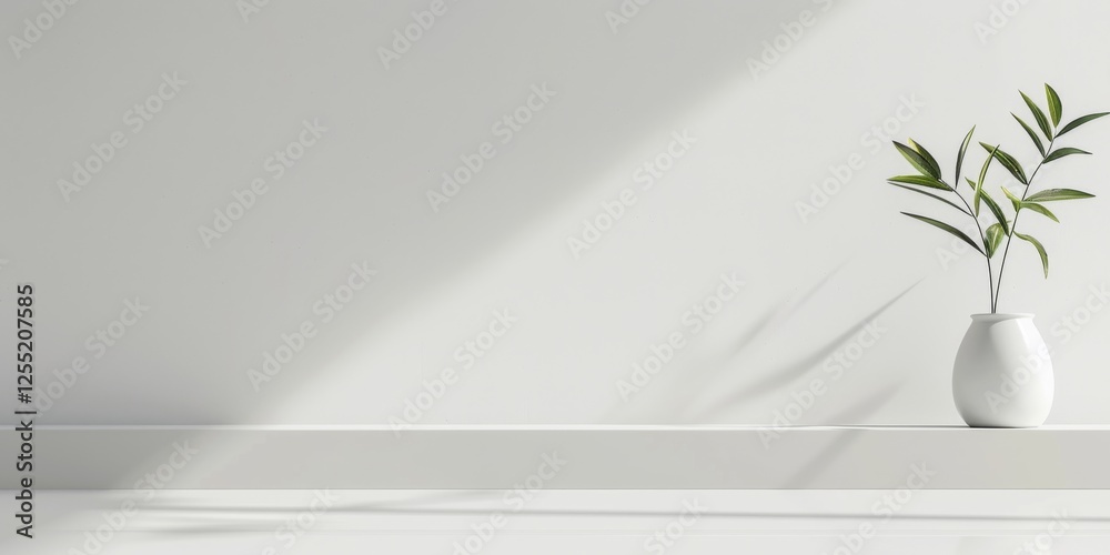 Poster A minimalist aesthetic with a stark white backdrop, Clean lines and minimalist shapes in a balanced composition, Modern minimalist style