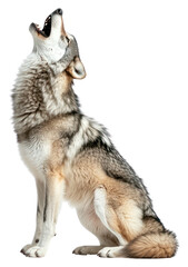 PNG Wolf is standing and howling background animal white.