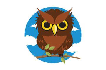 Vector illustration of an owl perched on a tree