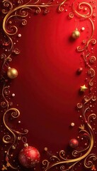 Intricate red & gold swirls, elegant Christmas texture, vintage, celebration