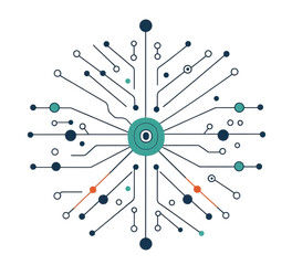 Machine learning algorithm diagram with abstract data connections