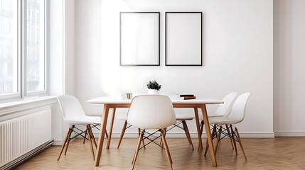Modern Dining Room with Blank Frames