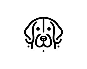 Minimal Line Art Dog Outline Logo Design Icon Symbol Vector Template