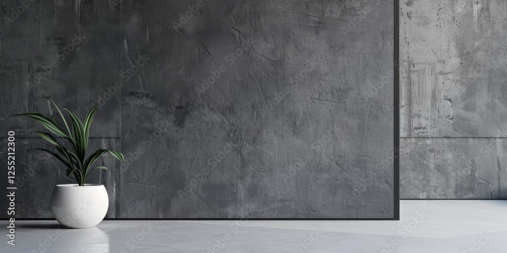 Poster a minimalist composition featuring a cool slate gray background, sharp lines and neutral tones, cont