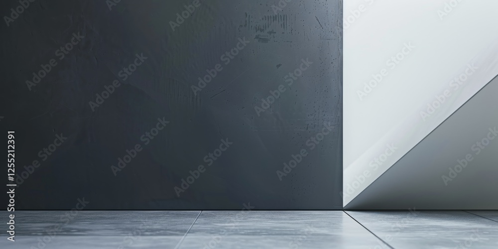 Poster a minimalist composition featuring a cool slate gray background, sharp lines and neutral tones, cont