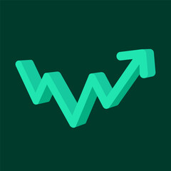 Arrow Up Graph Inverse Head shoulders Pattern Growth Representing Financial and Economic Investment in 3D Illustration Vector showing Trading Stock Exchange Market Direction