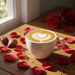 cup of coffee with rose