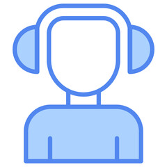 Headphones Outline Blue Color Icon