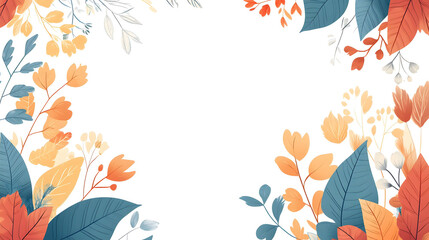 Obraz premium Simple line art featuring a circular frame made of leaves and flowers, with a clean and minimalistic design on a white background, perfect for clipart and decorative purposes.
