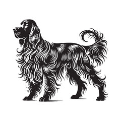 Stunning Irish Setter silhouette emphasizing its iconic coat - Irish Setter illustration - minimal Irish Setter vector - dog silhouette
