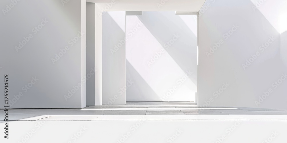 Poster A minimalist composition featuring a stark white backdrop, Abstract minimalistic design with geometric patterns, Contemporary minimalist style