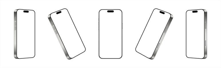 Realistic smartphone mockup. perspective mobile phone mockup vector with blank screen isolated on white background, Vector 10 eps.	
