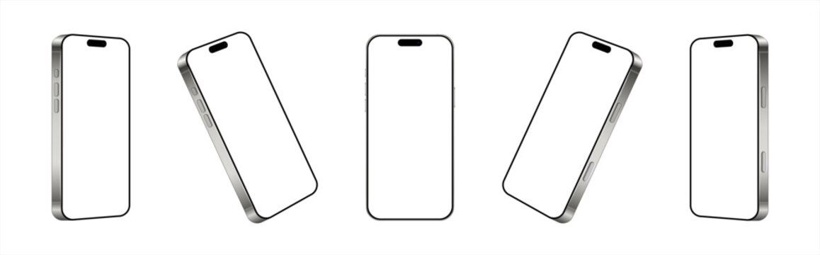 Realistic smartphone mockup. perspective mobile phone mockup vector with blank screen isolated on white background, Vector 10 eps.	
