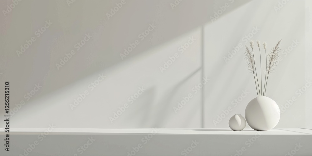 Poster a minimalist composition featuring a stark white backdrop, abstract minimalistic design with geometr